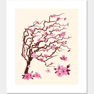 Japanese cherry tree with flowers Posters and Art